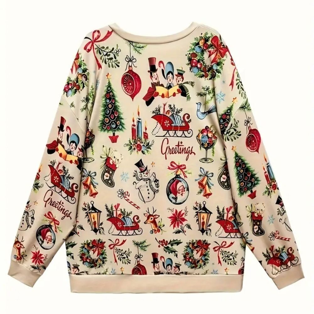 Cute Old Fashioned Design Holiday Christmas Sweater - Sz 18 - Picture 2 of 4